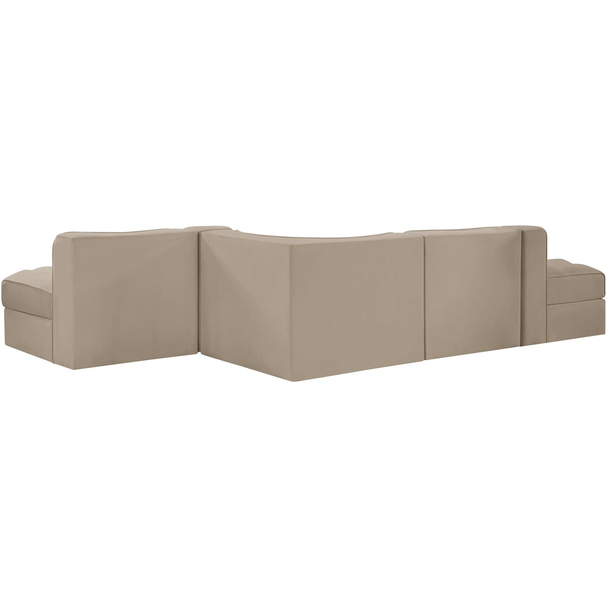 Rummi Beige Velvet Performance Fabric Upholstered 5 Piece Modular Sectional Sofa