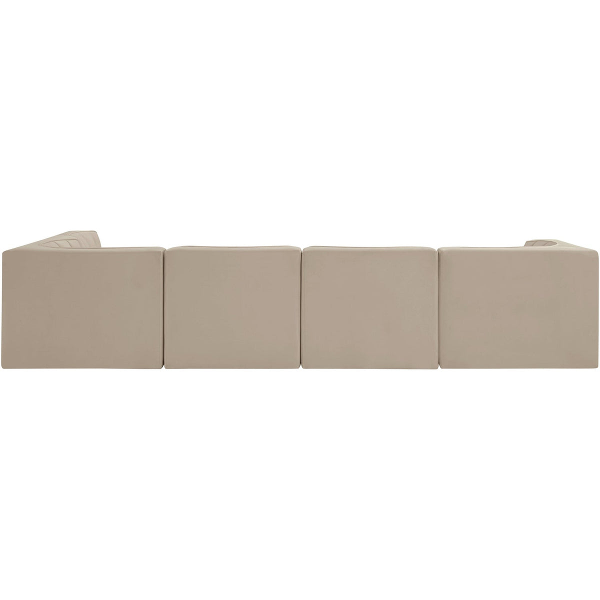 Rummi Beige Velvet Performance Fabric Upholstered 5 Piece Modular Sectional Sofa
