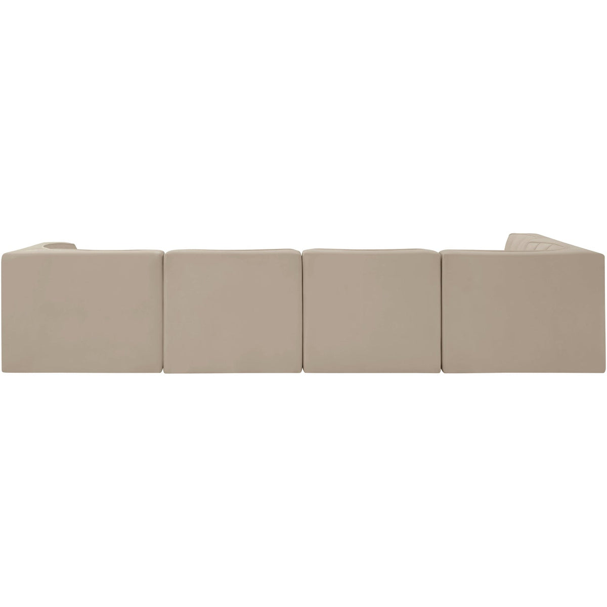 Rummi Beige Velvet Performance Fabric Upholstered 5 Piece Modular Sectional Sofa