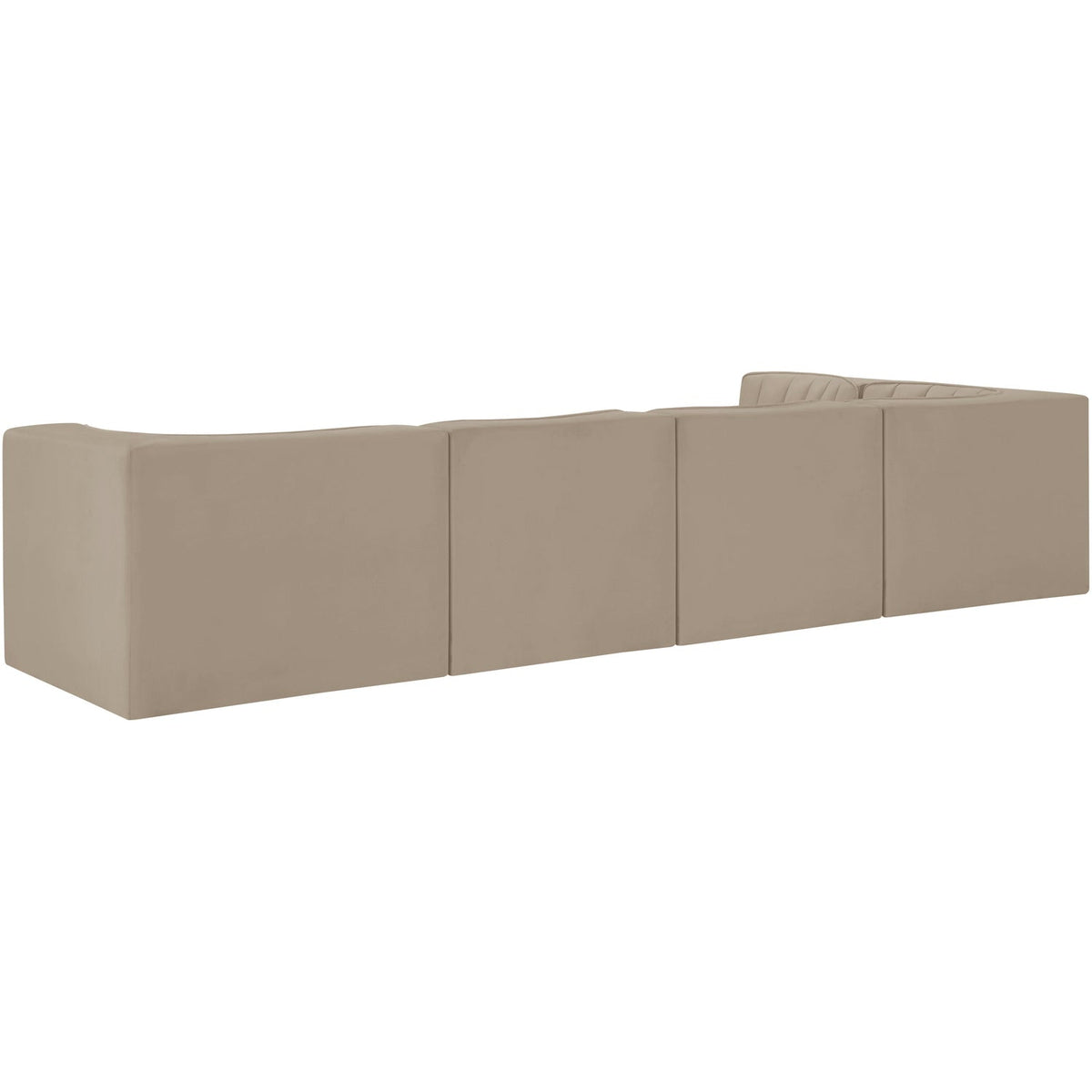 Rummi Beige Velvet Performance Fabric Upholstered 5 Piece Modular Sectional Sofa