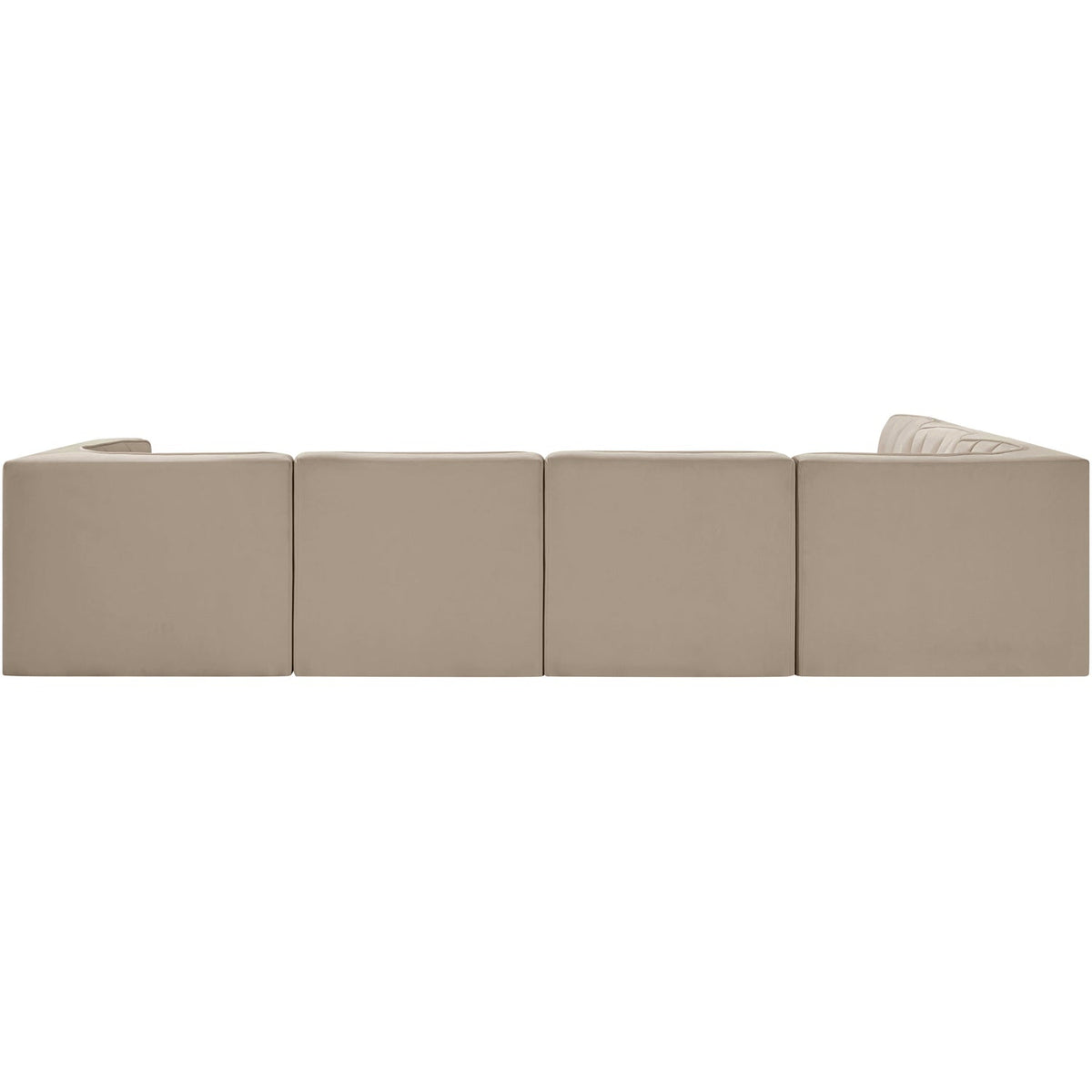 Rummi Beige Velvet Performance Fabric Upholstered 6 Piece Modular Sectional Sofa