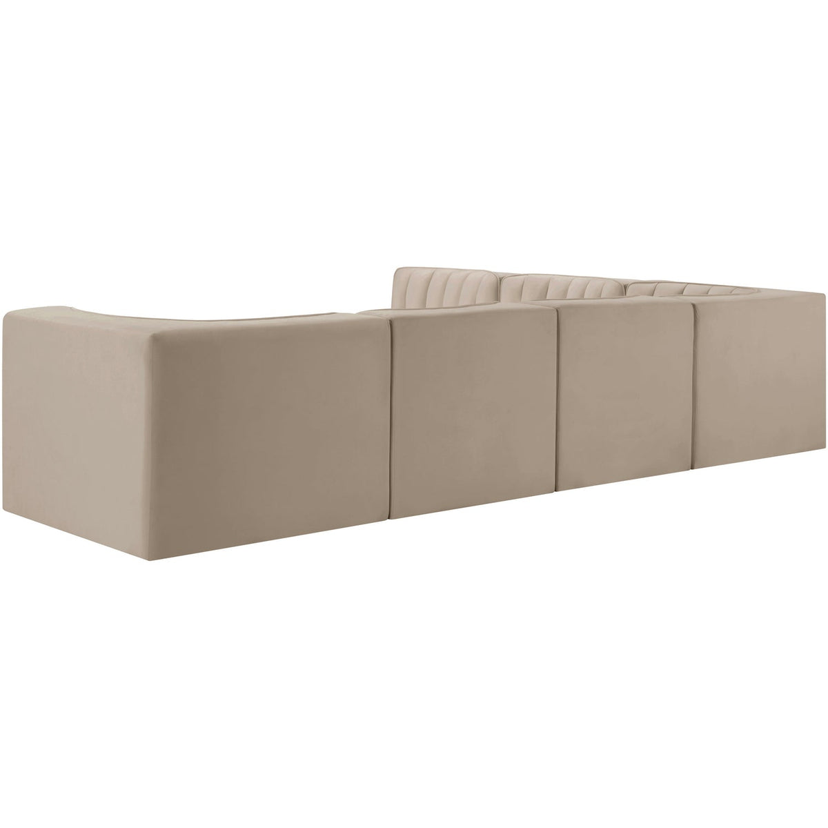 Rummi Beige Velvet Performance Fabric Upholstered 6 Piece Modular Sectional Sofa