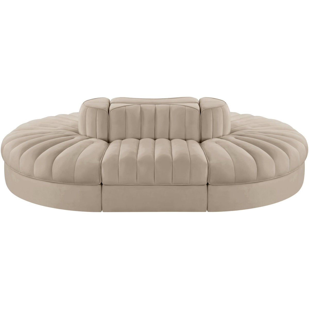 Rummi Beige Velvet Performance Fabric Upholstered 6 Piece Modular Sectional Sofa