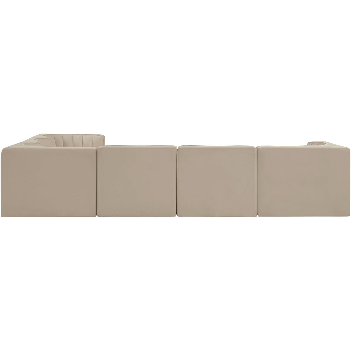 Rummi Beige Velvet Performance Fabric Upholstered 6 Piece Modular Sectional Sofa