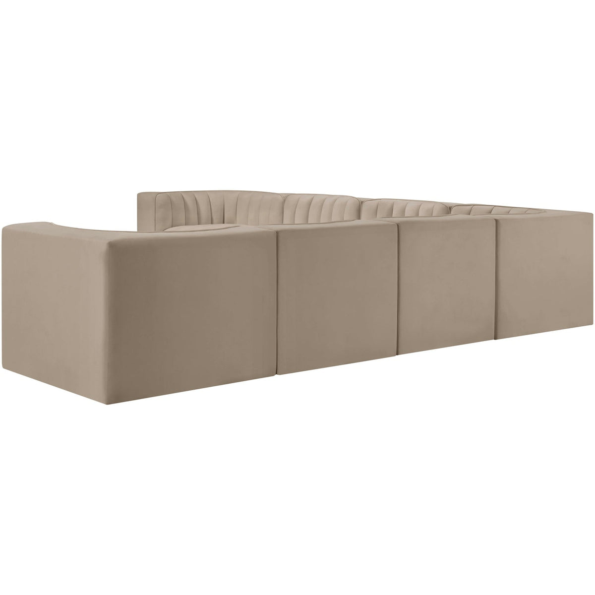 Rummi Beige Velvet Performance Fabric Upholstered 7 Piece Modular Sectional Sofa