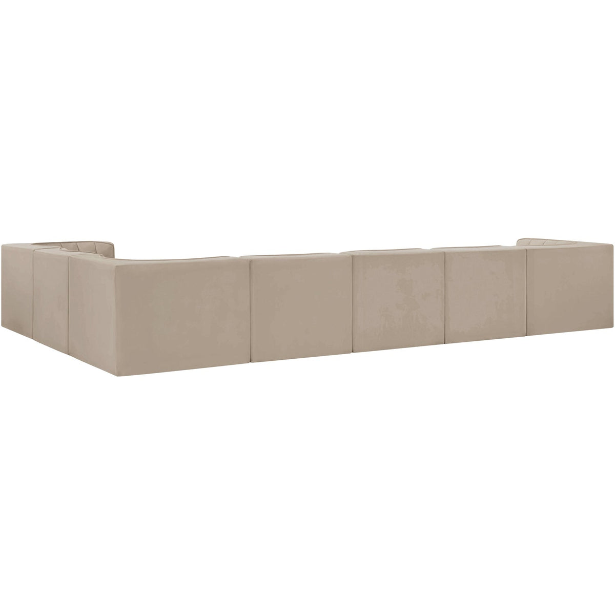 Rummi Beige Velvet Performance Fabric Upholstered 7 Piece Modular Sectional Sofa