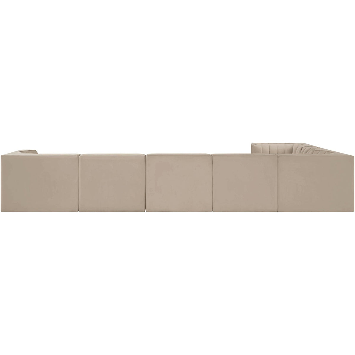 Rummi Beige Velvet Performance Fabric Upholstered 7 Piece Modular Sectional Sofa