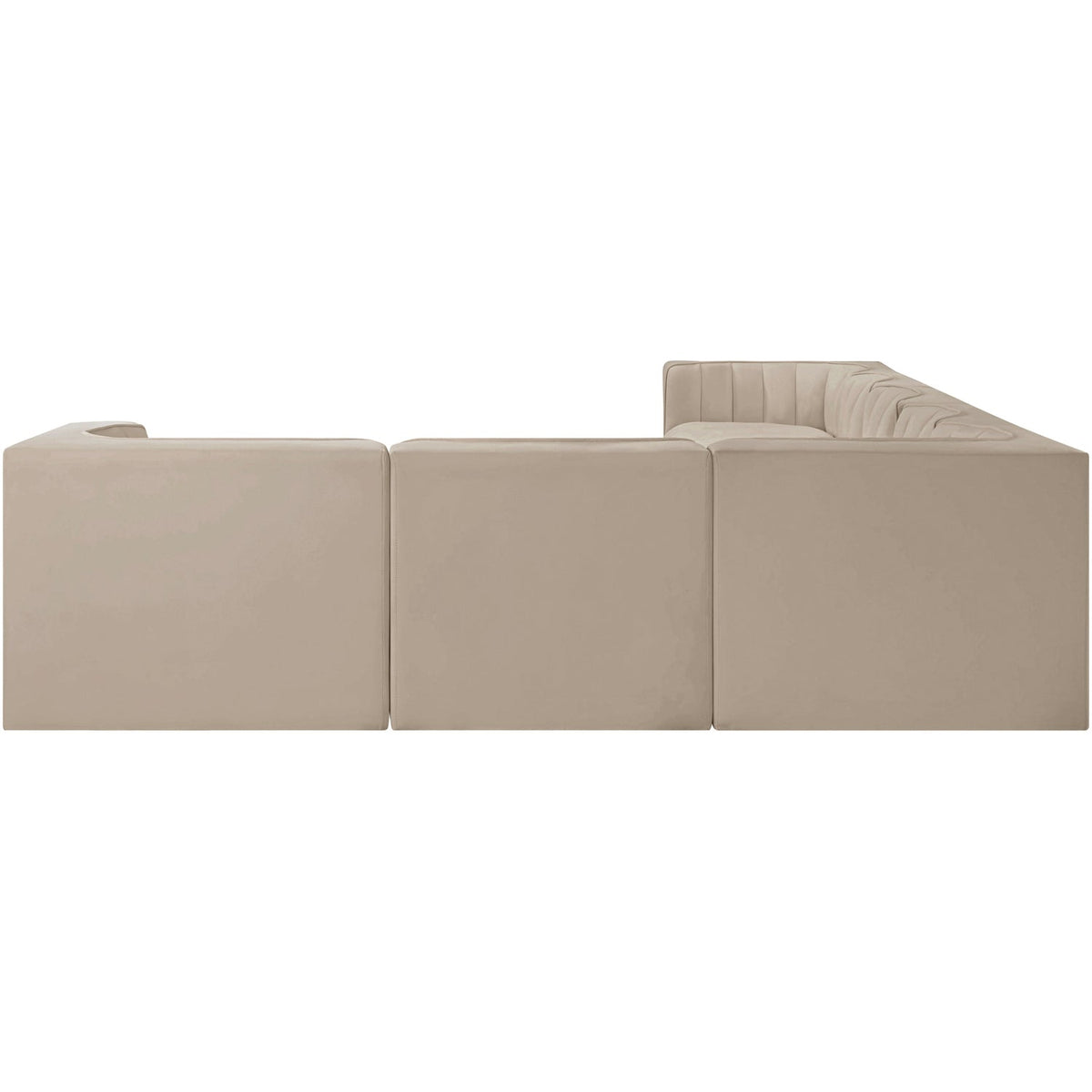Rummi Beige Velvet Performance Fabric Upholstered 7 Piece Modular Sectional Sofa