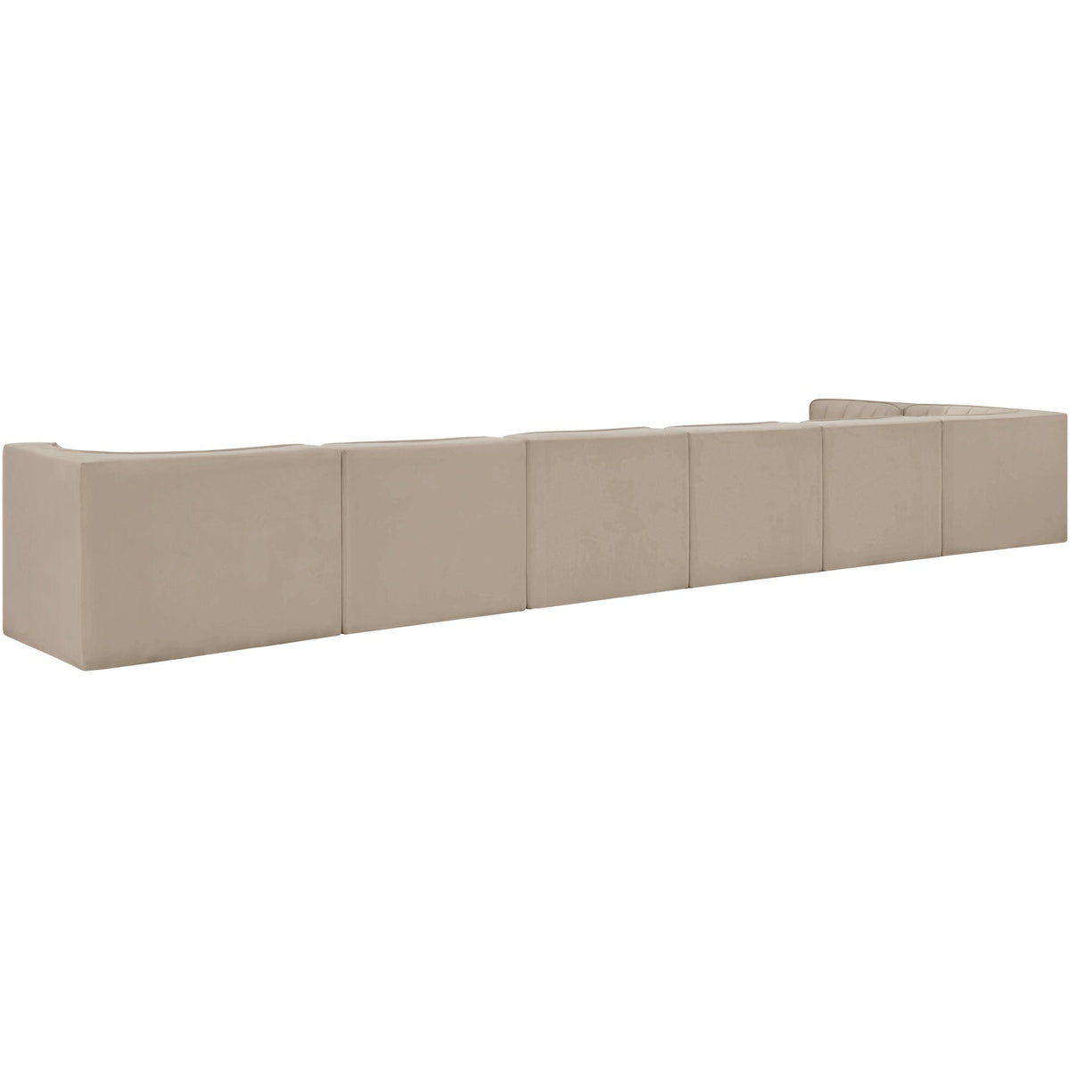 Rummi Beige Velvet Performance Fabric Upholstered 7 Piece Modular Sectional Sofa