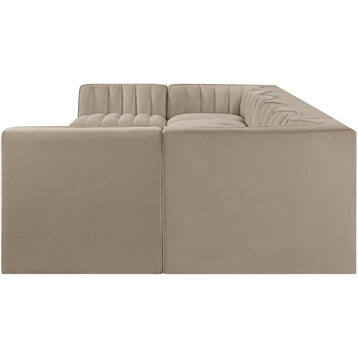 Rummi Beige Velvet Performance Fabric Upholstered 8 Piece Modular Sectional Sofa