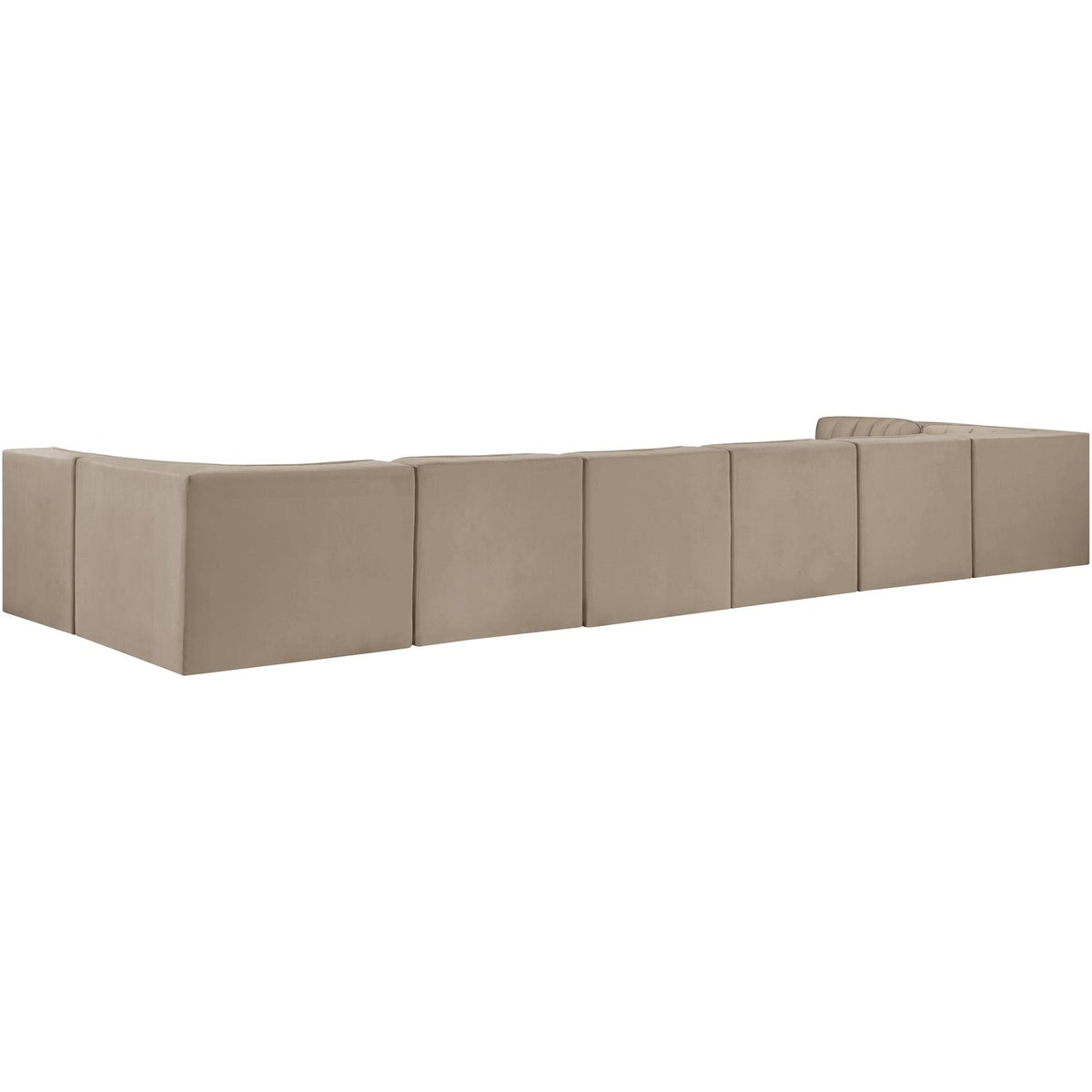 Rummi Beige Velvet Performance Fabric Upholstered 8 Piece Modular Sectional Sofa