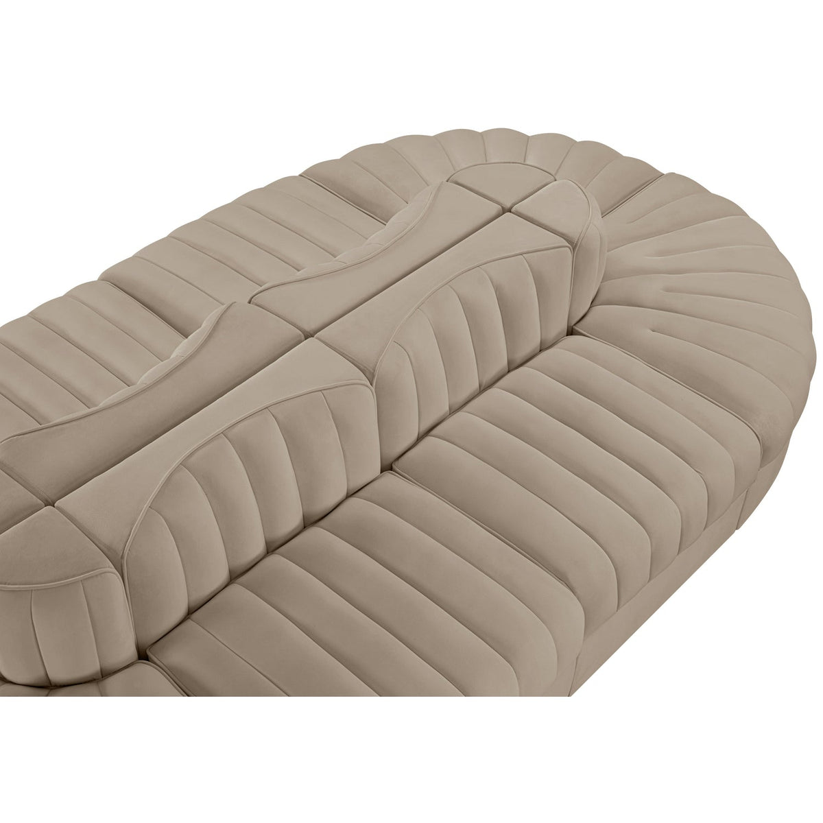 Rummi Beige Velvet Performance Fabric Upholstered 8 Piece Modular Sectional Sofa