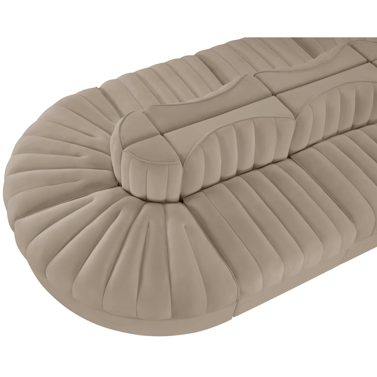 Rummi Beige Velvet Performance Fabric Upholstered 8 Piece Modular Sectional Sofa