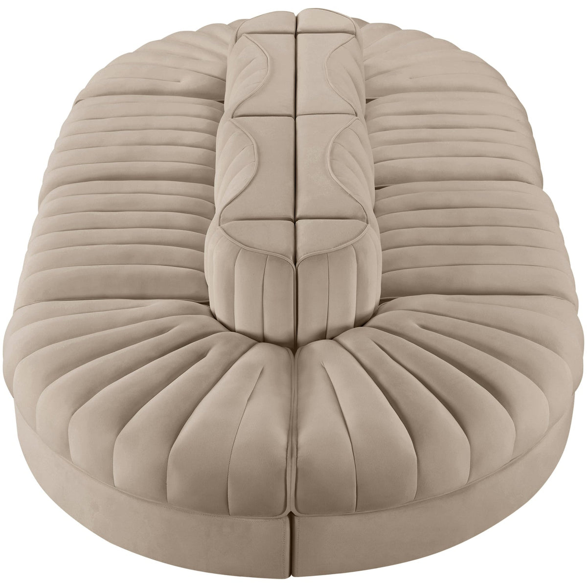 Rummi Beige Velvet Performance Fabric Upholstered 8 Piece Modular Sectional Sofa