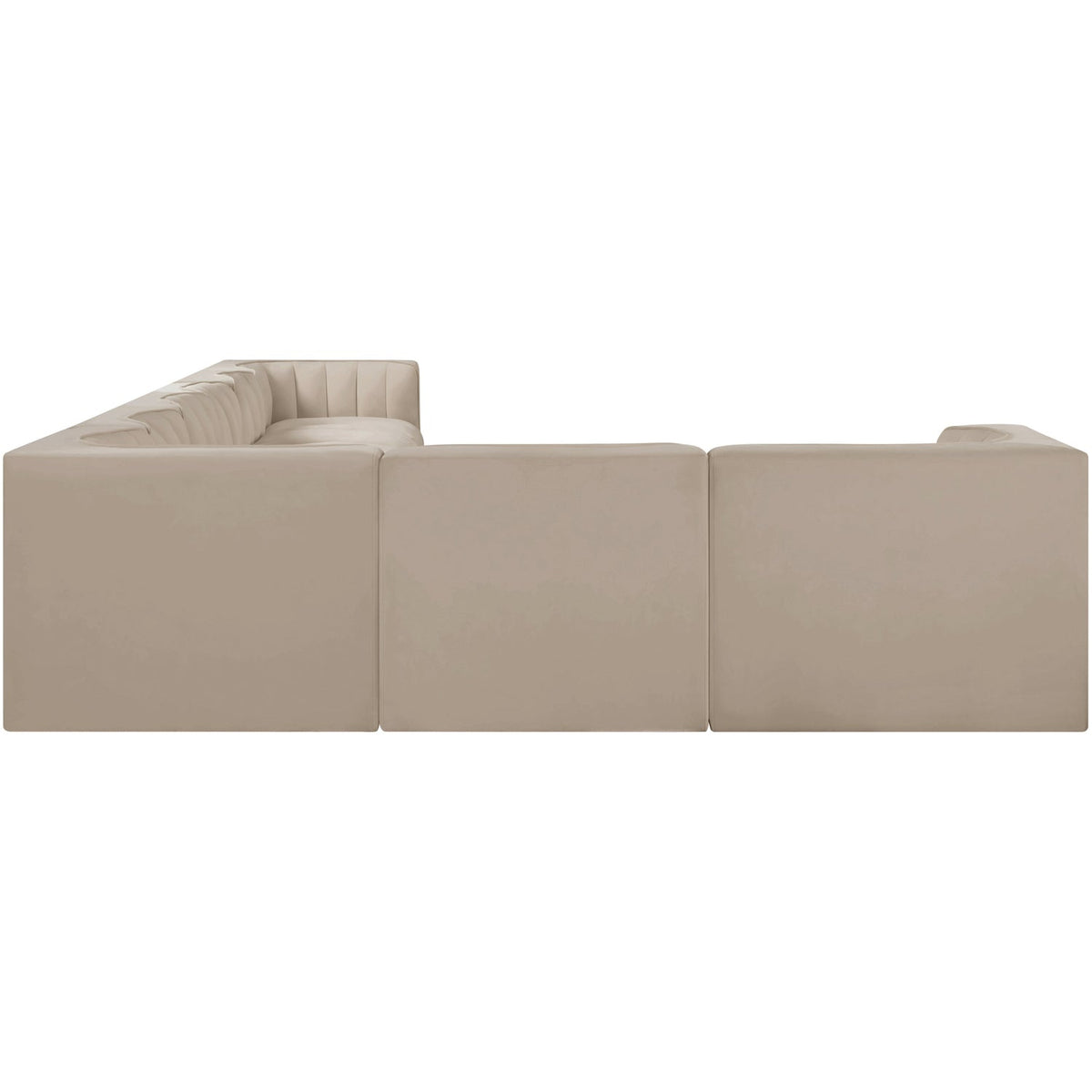Rummi Beige Velvet Performance Fabric Upholstered 8 Piece Modular Sectional Sofa