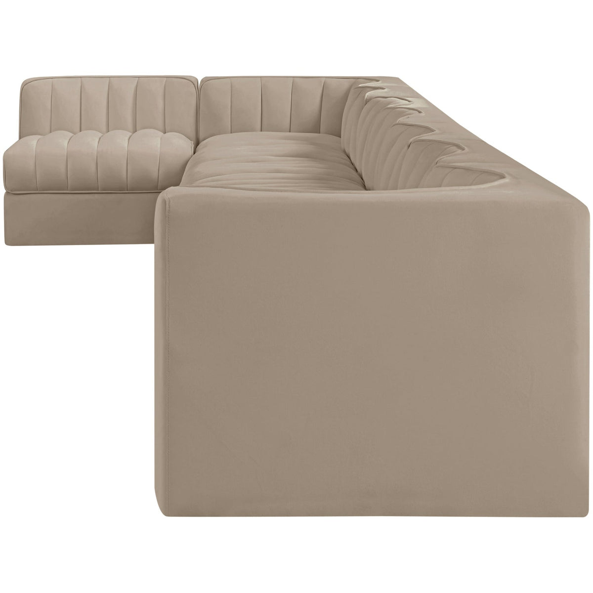 Rummi Beige Velvet Performance Fabric Upholstered 8 Piece Modular Sectional Sofa