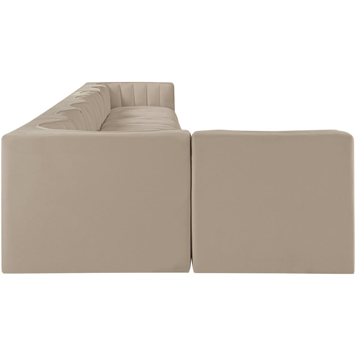Rummi Beige Velvet Performance Fabric Upholstered 8 Piece Modular Sectional Sofa
