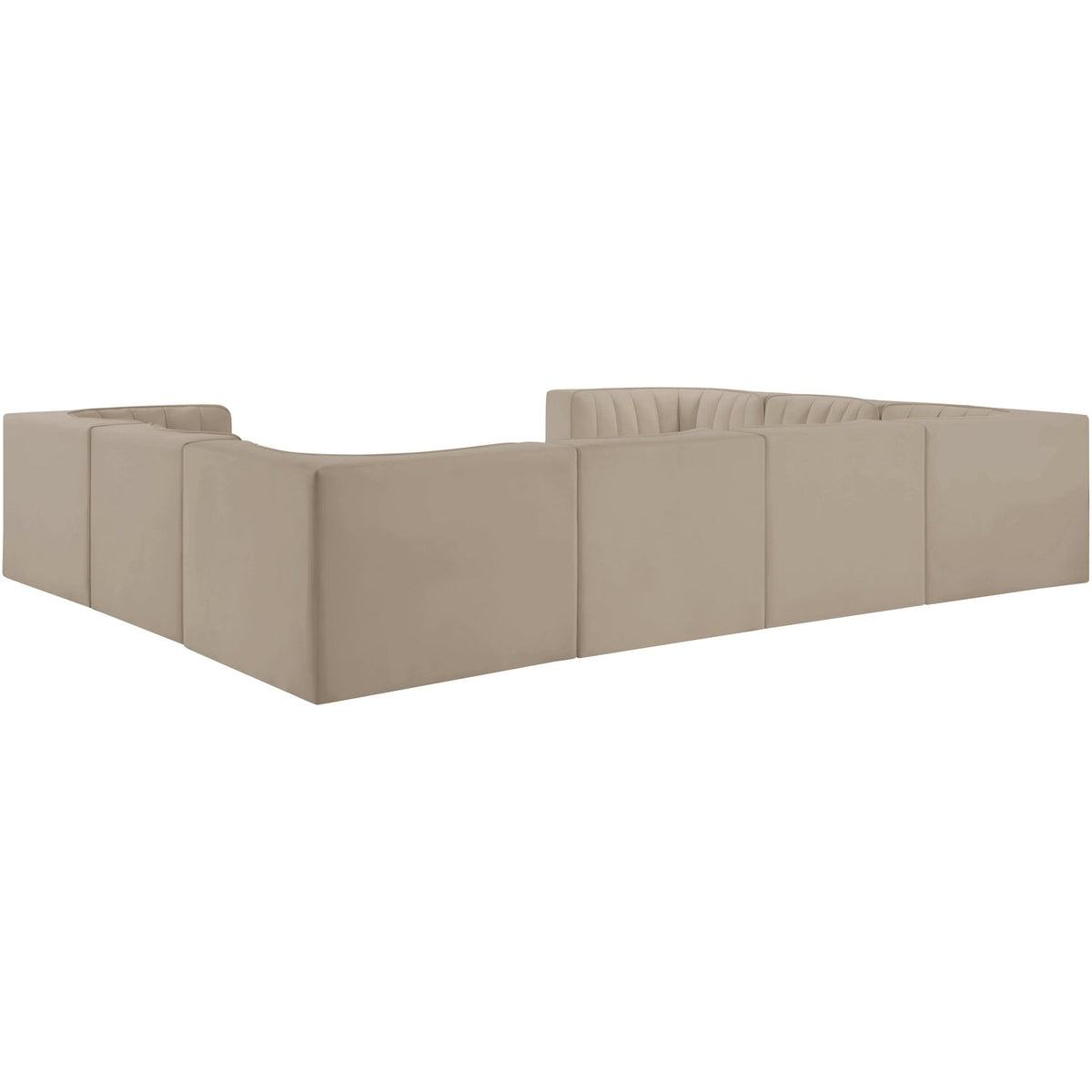 Rummi Beige Velvet Performance Fabric Upholstered Modular Sectional Sofa
