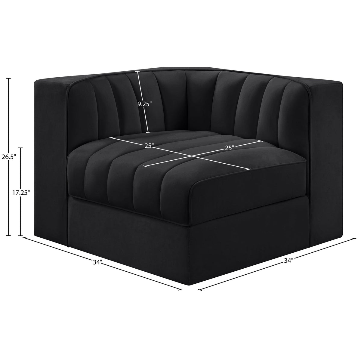 Rummi Black Velvet Performance Fabric Upholstered Modular Chair