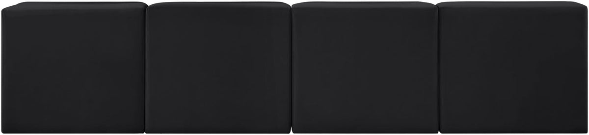 Rummi Black Velvet Performance Fabric Upholstered 4 Piece Modular Sofa
