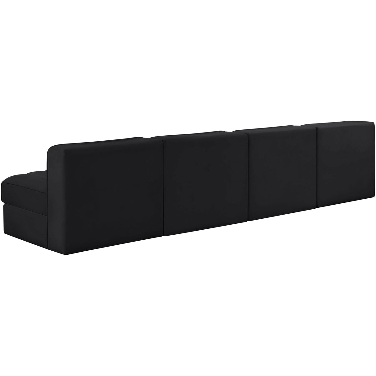 Rummi Black Velvet Performance Fabric Upholstered 4 Piece Modular Sofa