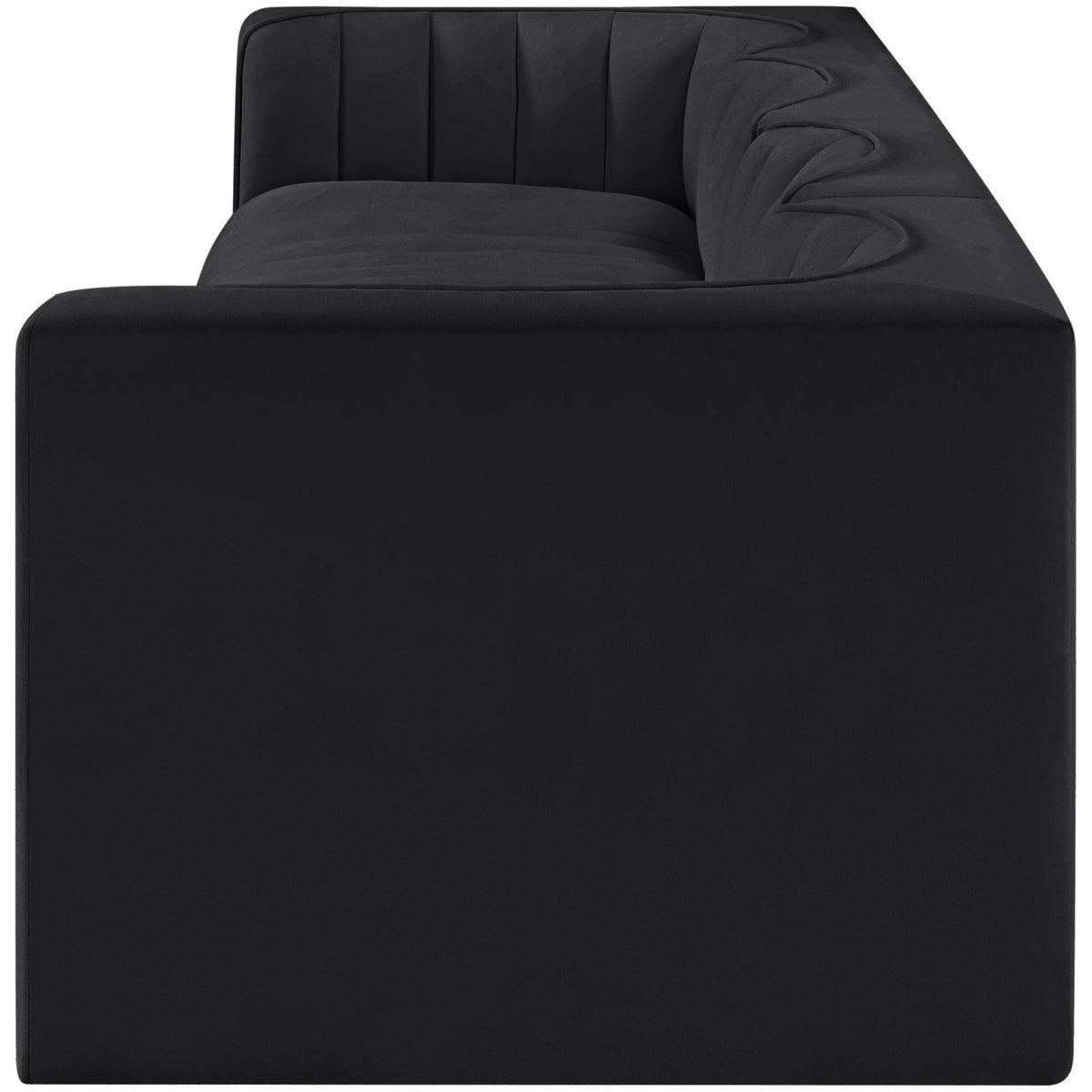Rummi Black Velvet Performance Fabric Upholstered 4 Piece Modular Sofa