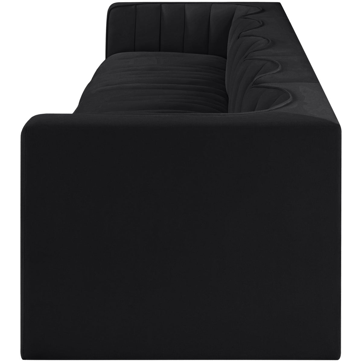 Rummi Black Velvet Performance Fabric Upholstered 5 Piece Modular Sofa