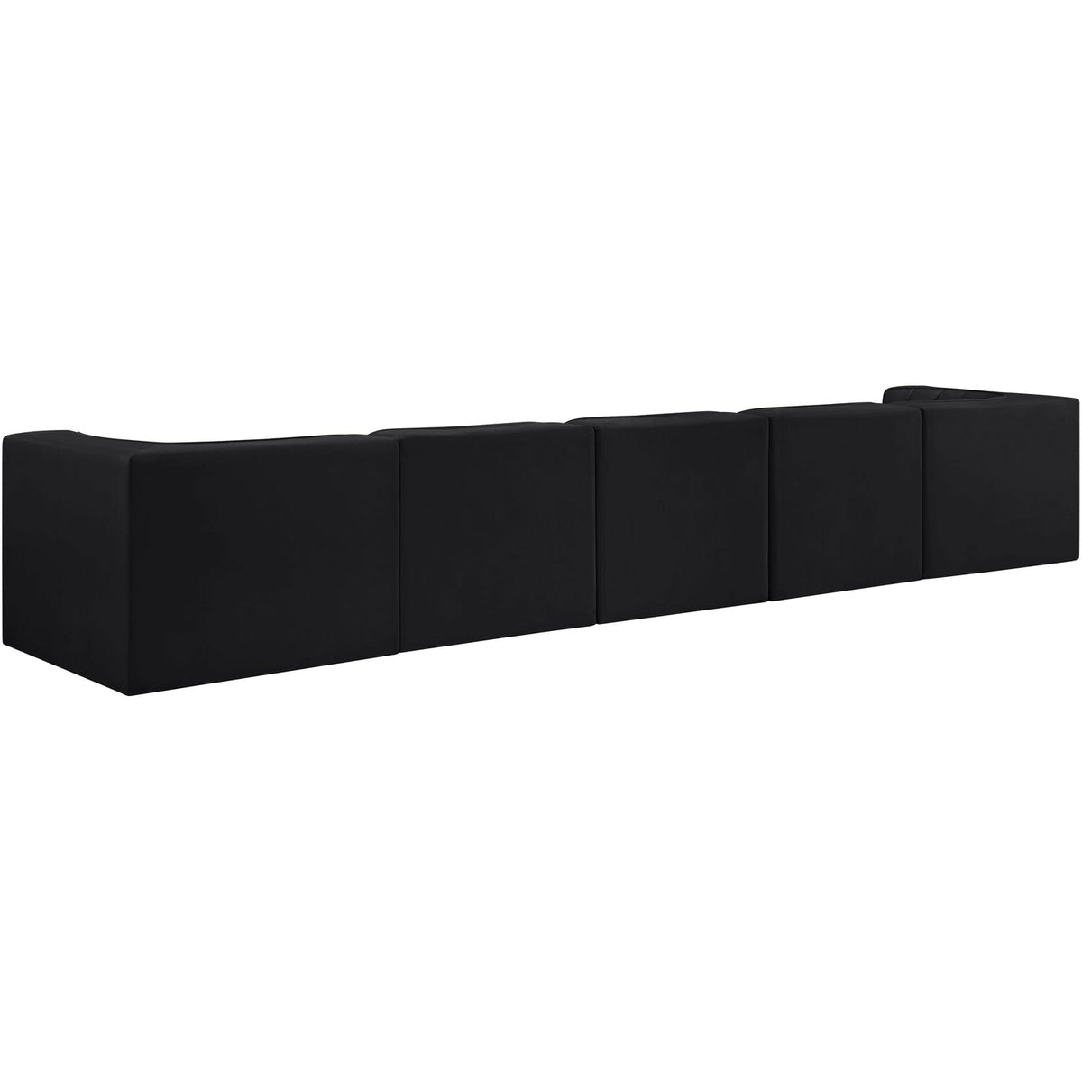 Rummi Black Velvet Performance Fabric Upholstered 5 Piece Modular Sofa