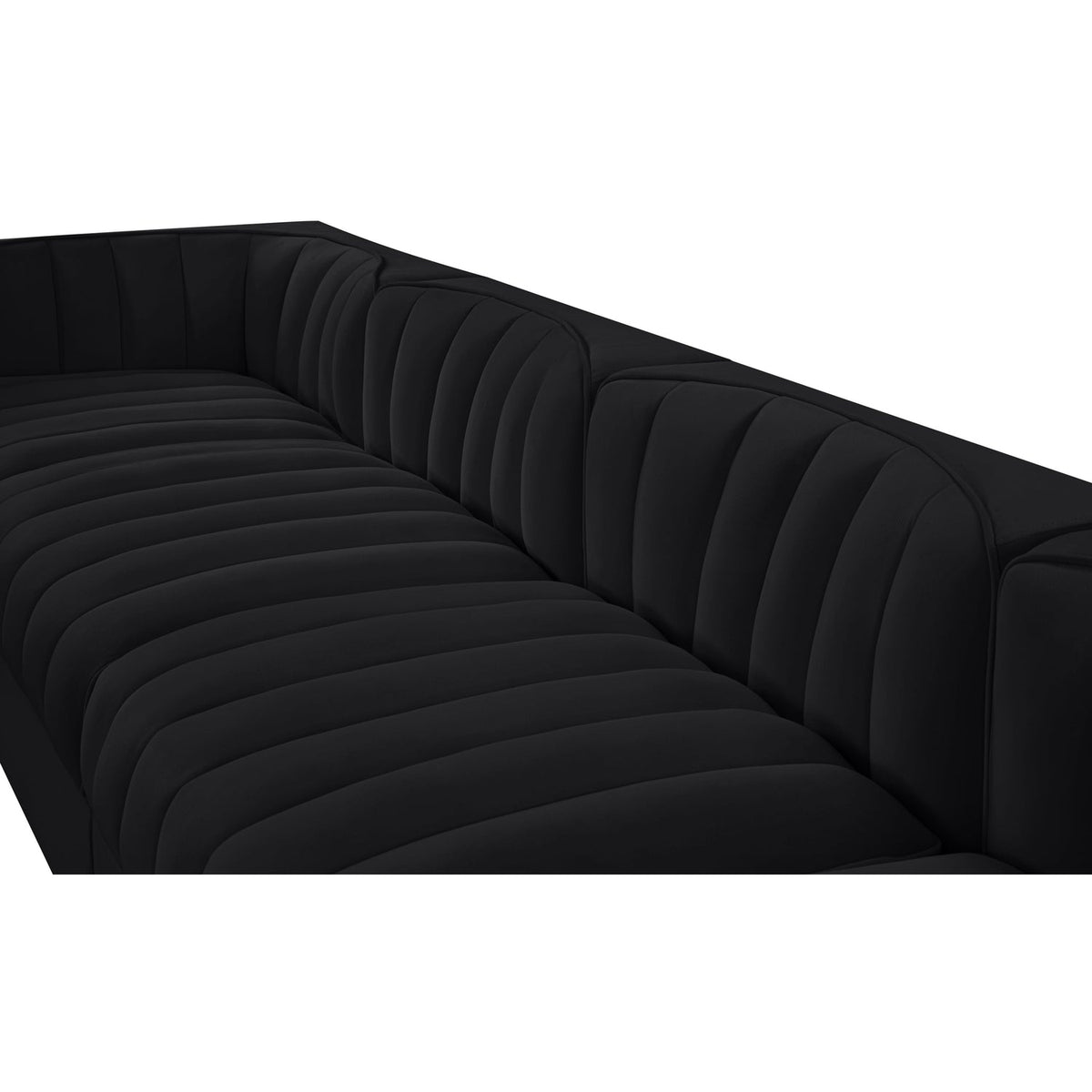 Rummi Black Velvet Performance Fabric Upholstered 5 Piece Modular Sofa