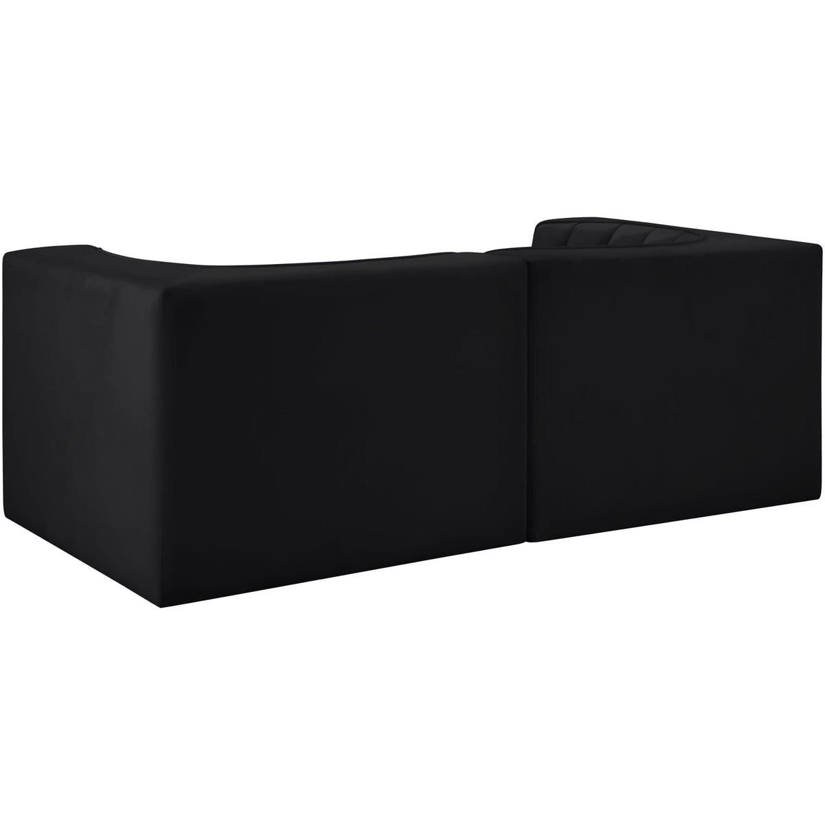 Rummi Black Velvet Performance Fabric Upholstered 2Piece. Modular Loveseat