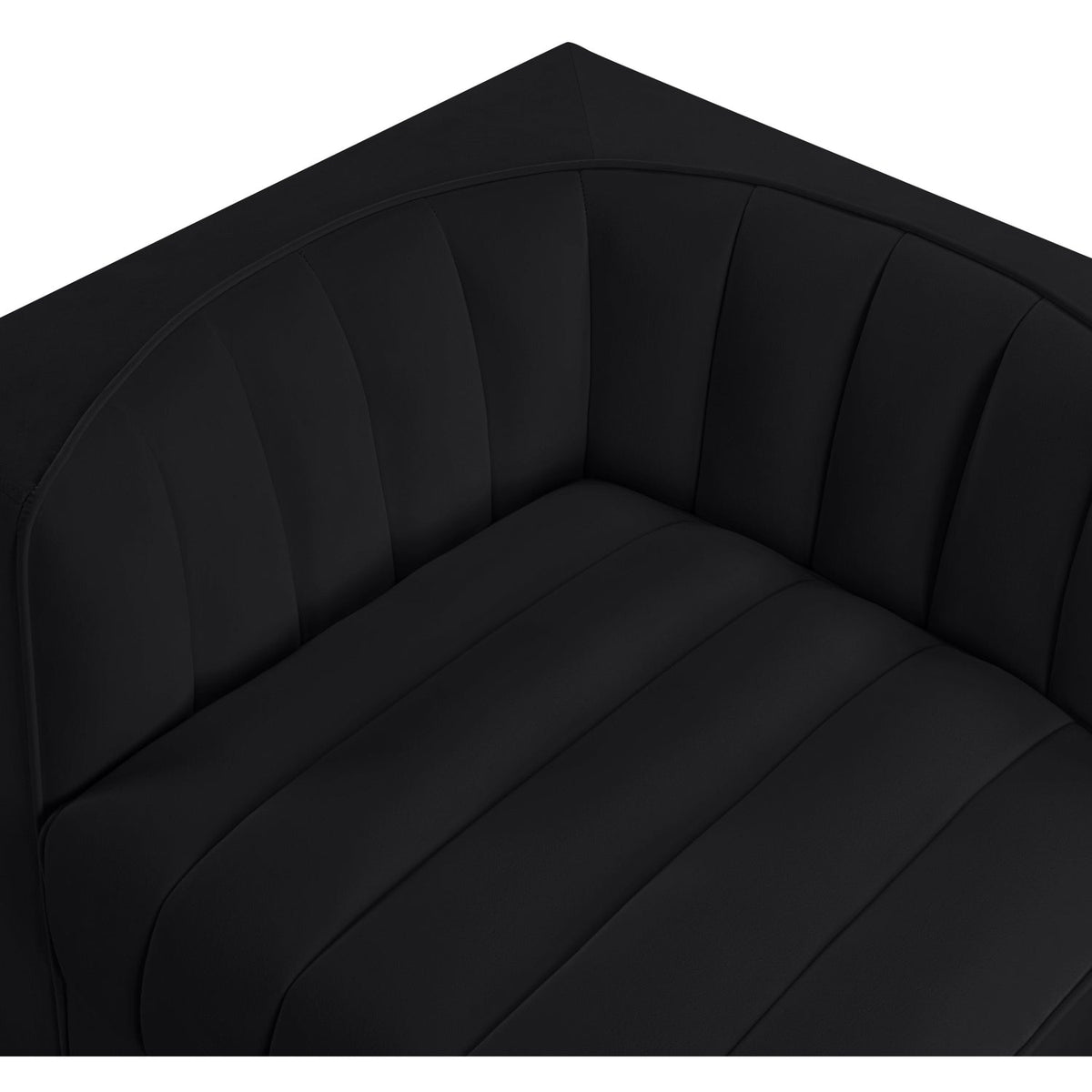 Rummi Black Velvet Performance Fabric Upholstered 2Piece. Modular Loveseat