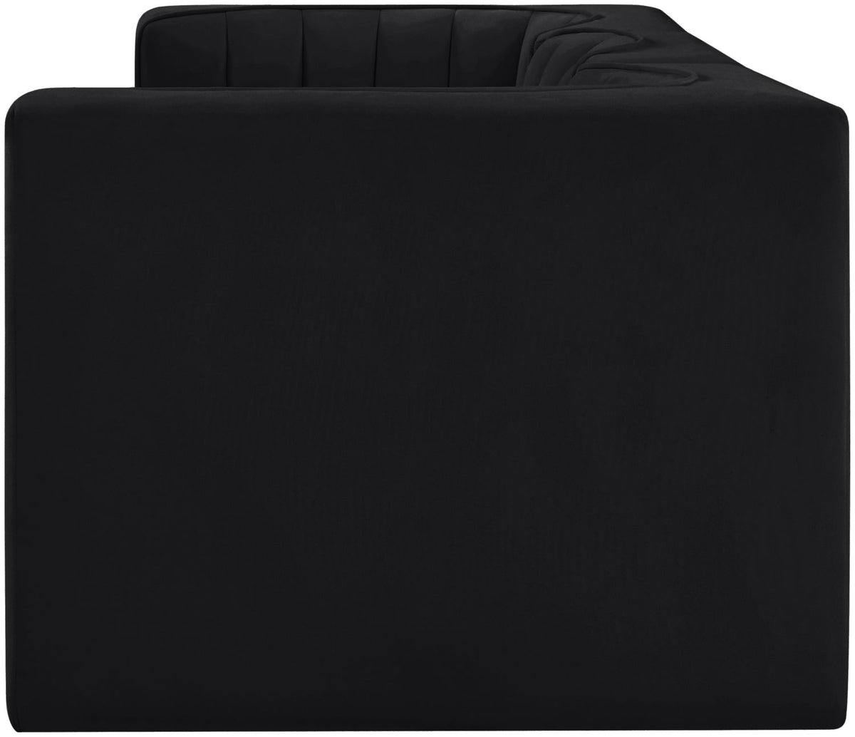 Rummi Black Velvet Performance Fabric Upholstered 3 Piece Modular Sofa