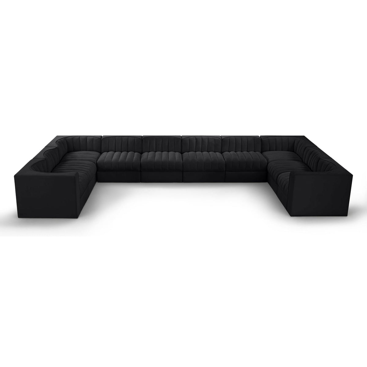 Rummi Black Velvet Performance Fabric Upholstered 10pc. Modular Sectional in black velvet, primary product view