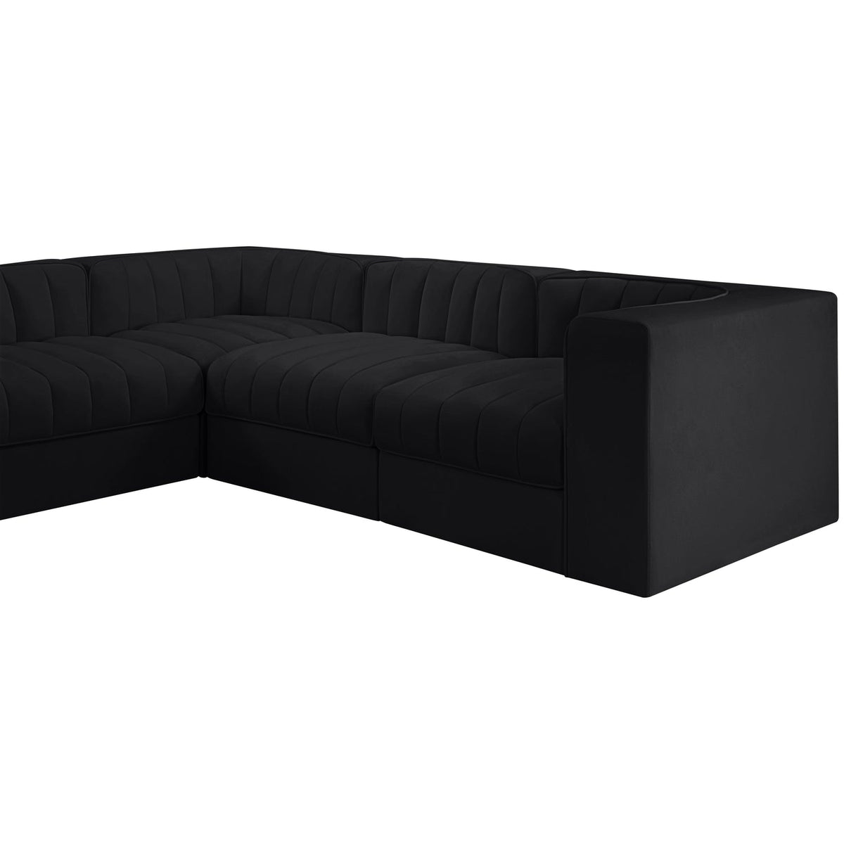 Rummi Black Velvet Performance Fabric Upholstered 10 Piece Modular Sectional Sofa