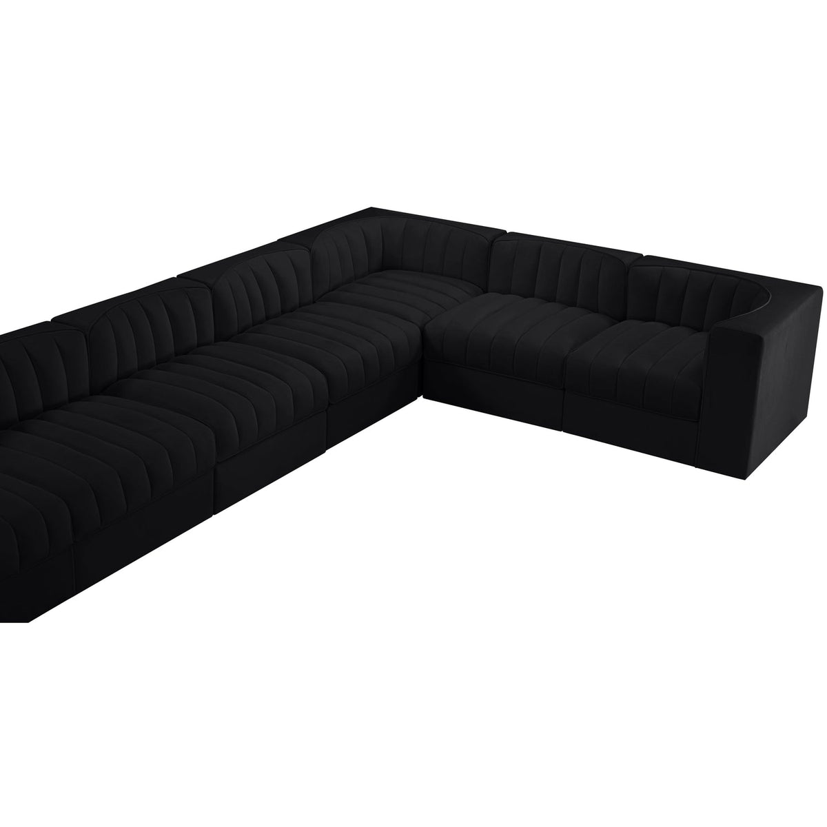 Rummi Black Velvet Performance Fabric Upholstered 10 Piece Modular Sectional Sofa