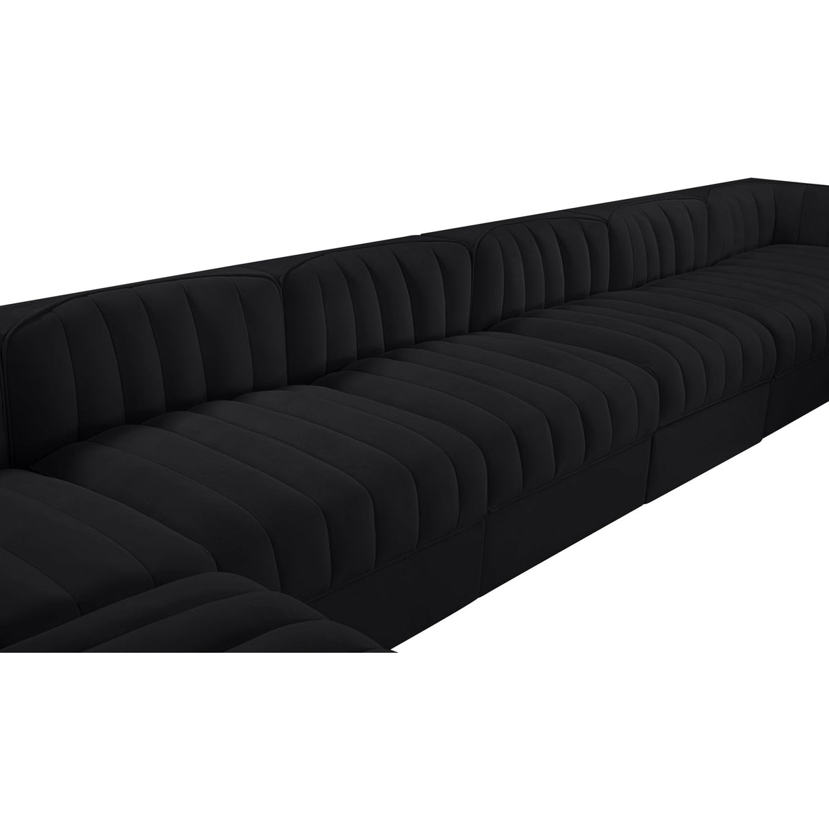 Rummi Black Velvet Performance Fabric Upholstered 10 Piece Modular Sectional Sofa