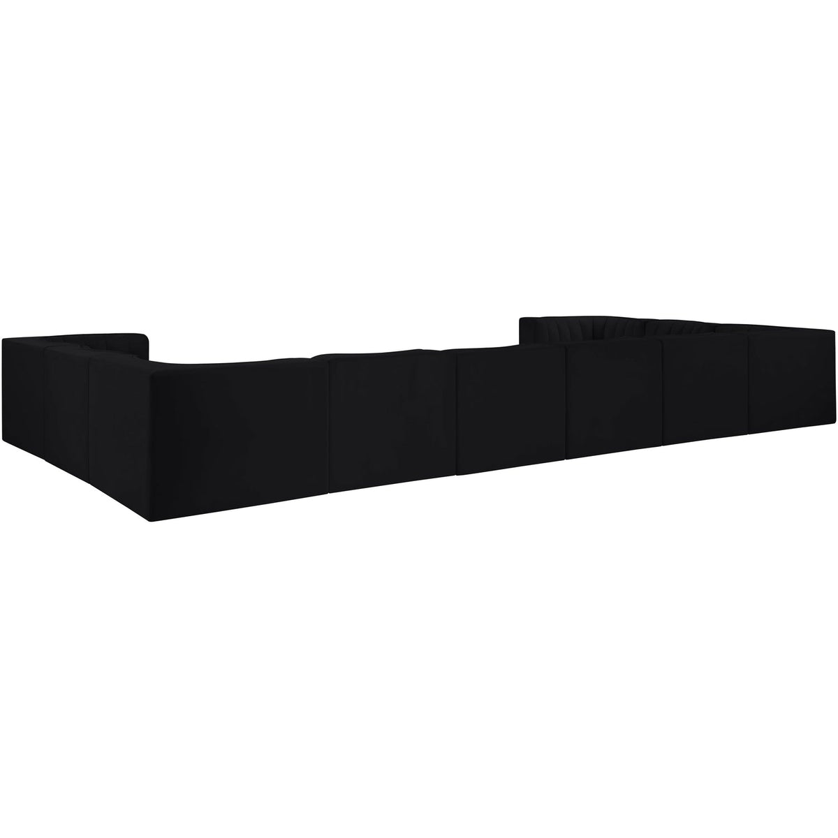 Rummi Black Velvet Performance Fabric Upholstered 10 Piece Modular Sectional Sofa