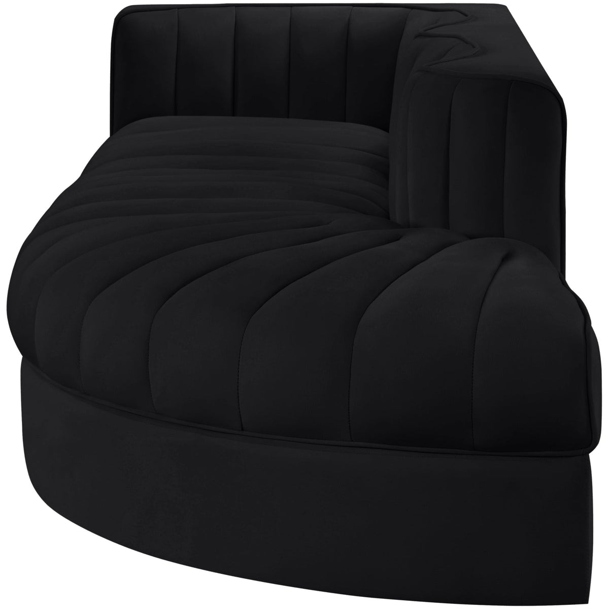Rummi Black Velvet Performance Fabric Upholstered 3 Piece Modular Sectional Sofa