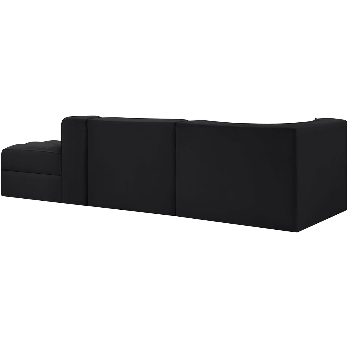 Rummi Black Velvet Performance Fabric Upholstered 3 Piece Modular Sectional Sofa