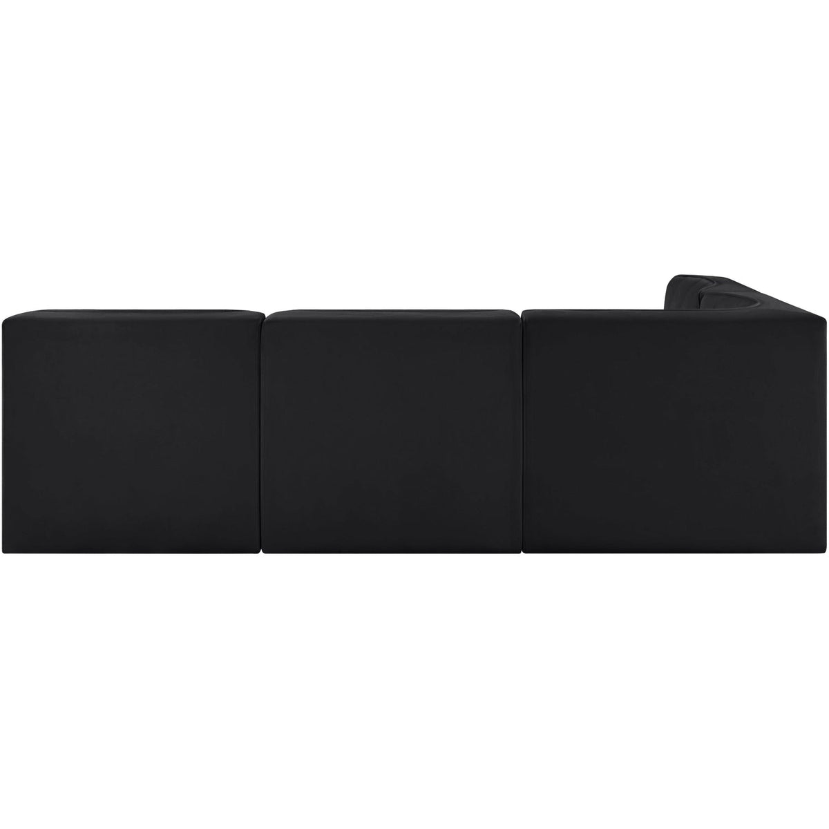 Rummi Black Velvet Performance Fabric Upholstered 4 Piece Modular Sectional Sofa