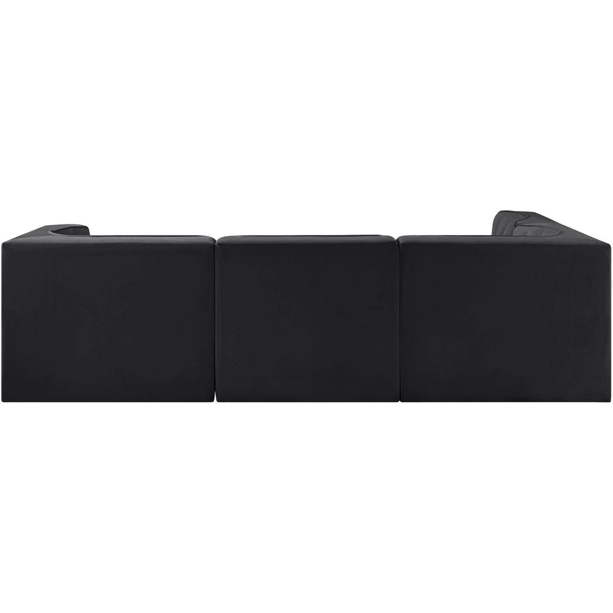 Rummi Black Velvet Performance Fabric Upholstered 4 Piece Modular Sectional Sofa