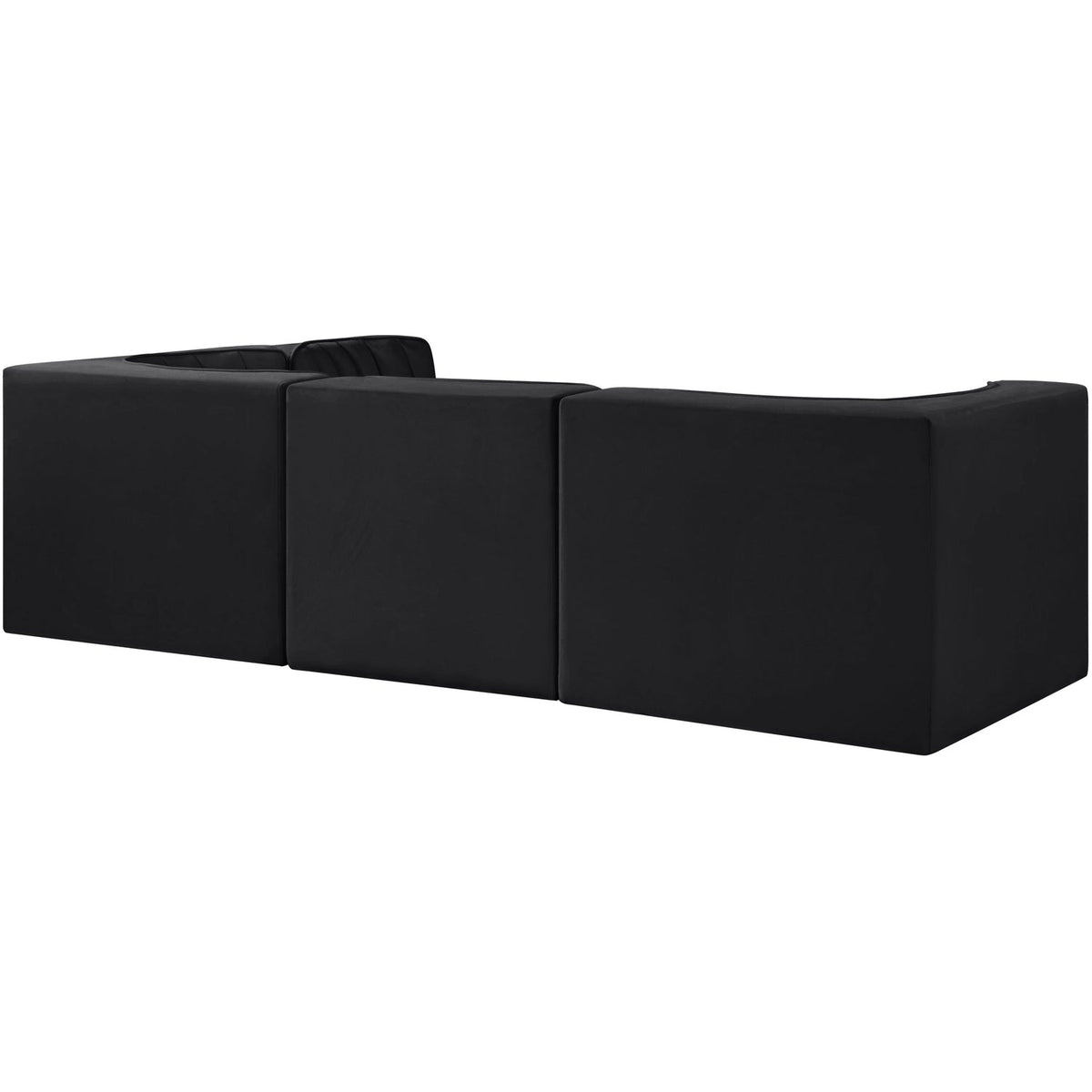 Rummi Black Velvet Performance Fabric Upholstered 4 Piece Modular Sectional Sofa