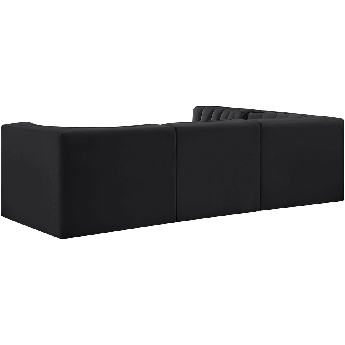 Rummi Black Velvet Performance Fabric Upholstered 4 Piece Modular Sectional Sofa