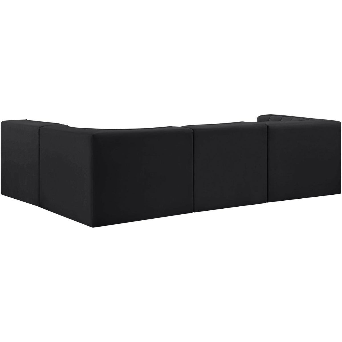 Rummi Black Velvet Performance Fabric Upholstered 4 Piece Modular Sectional Sofa