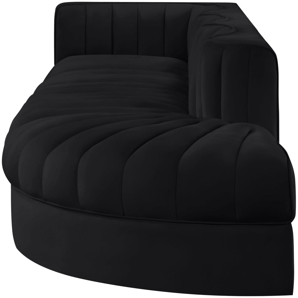 Rummi Black Velvet Performance Fabric Upholstered 4 Piece Modular Sectional Sofa