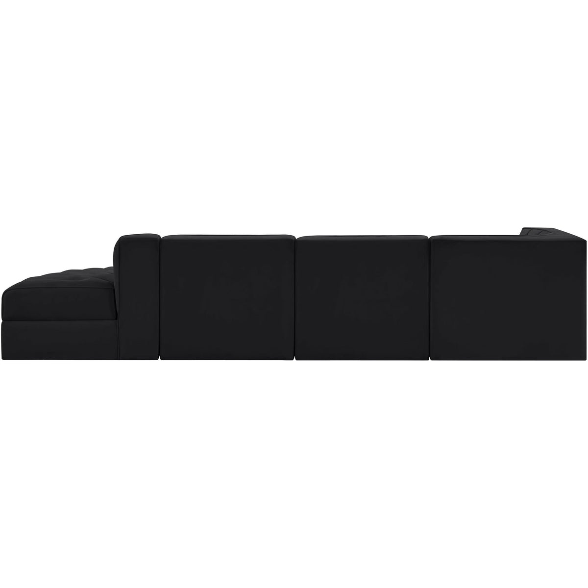 Rummi Black Velvet Performance Fabric Upholstered 4 Piece Modular Sectional Sofa