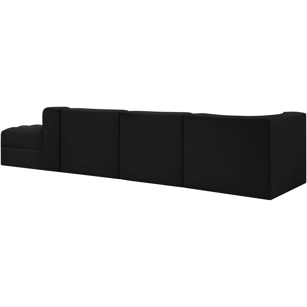 Rummi Black Velvet Performance Fabric Upholstered 4 Piece Modular Sectional Sofa