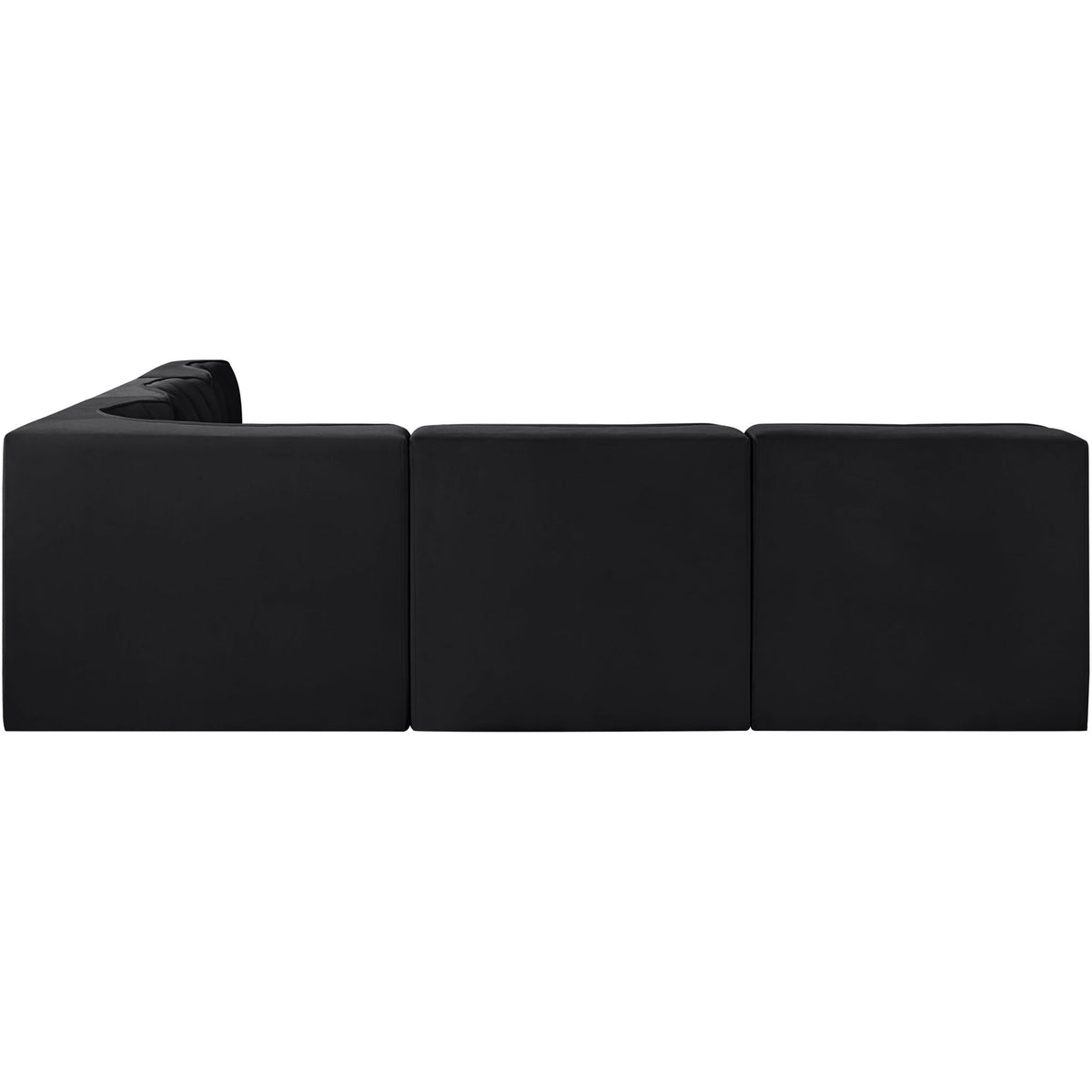 Rummi Black Velvet Performance Fabric Upholstered 5 Piece Modular Sectional Sofa