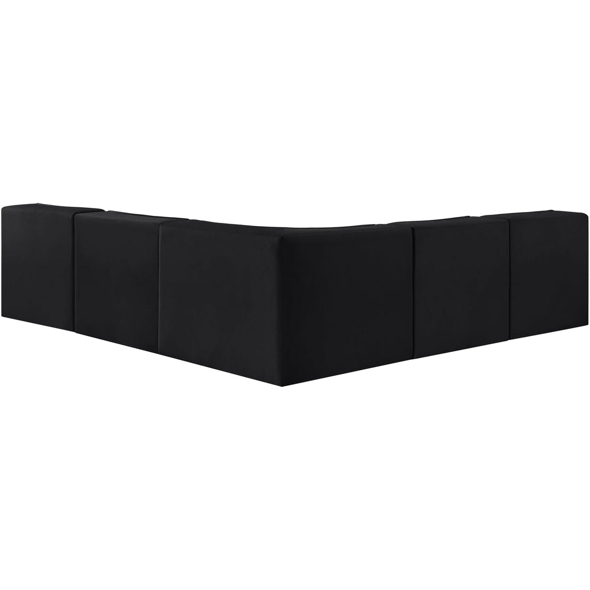 Rummi Black Velvet Performance Fabric Upholstered 5 Piece Modular Sectional Sofa