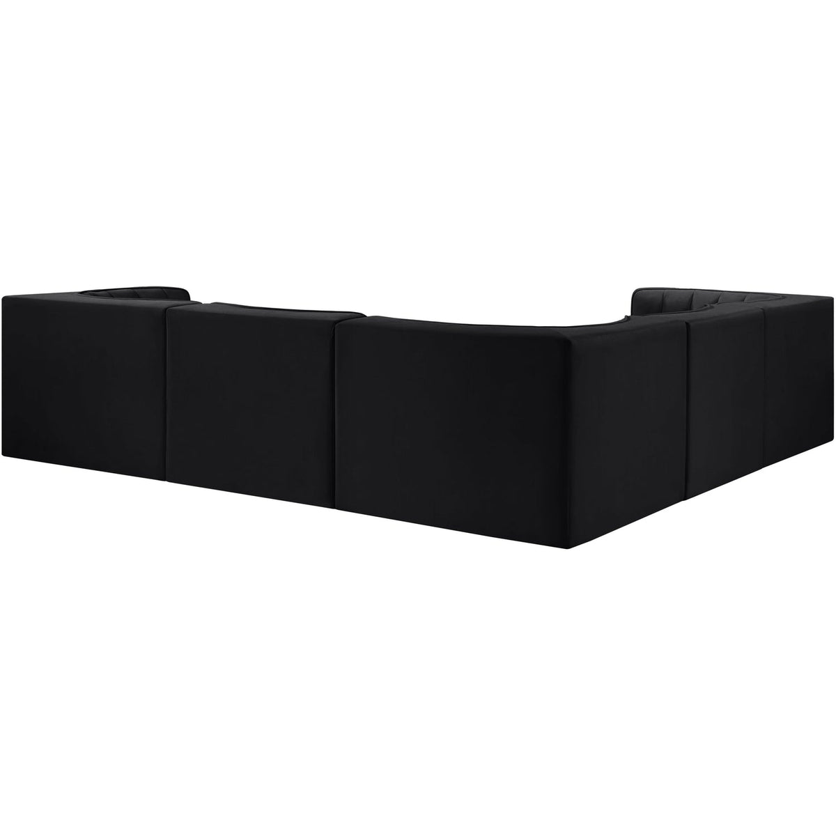 Rummi Black Velvet Performance Fabric Upholstered 5 Piece Modular Sectional Sofa